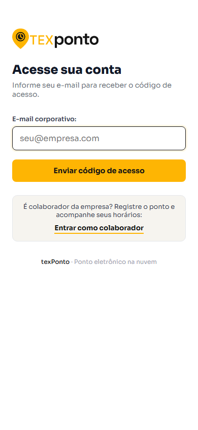 Tela de login do texPonto no celular